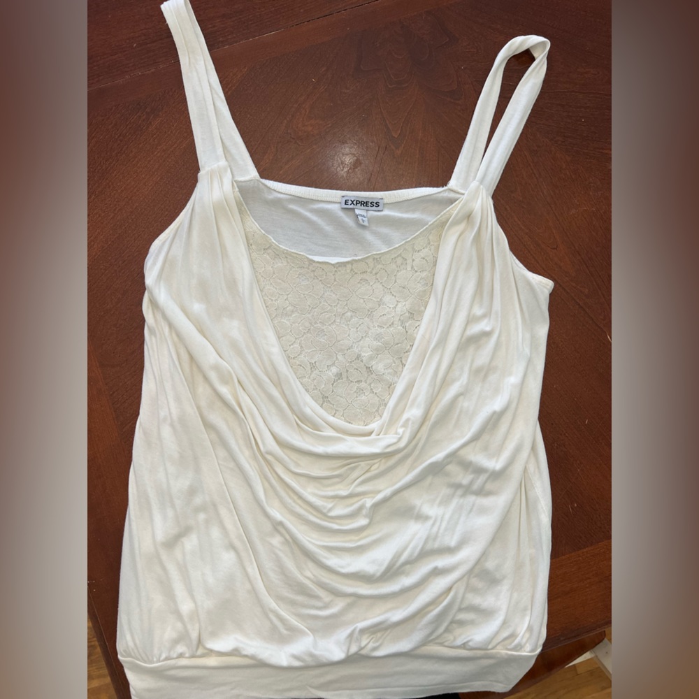 Express off white tank top with beautiful shimmer detail large